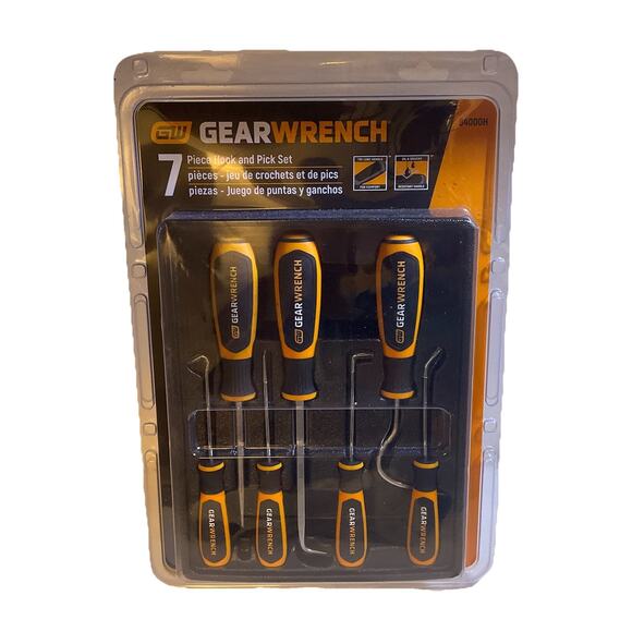 GEARWRENCH 7 Piece multi Hook & Pick Set 84000H 7 Pc. orange & black grip - Picture 1 of 4
